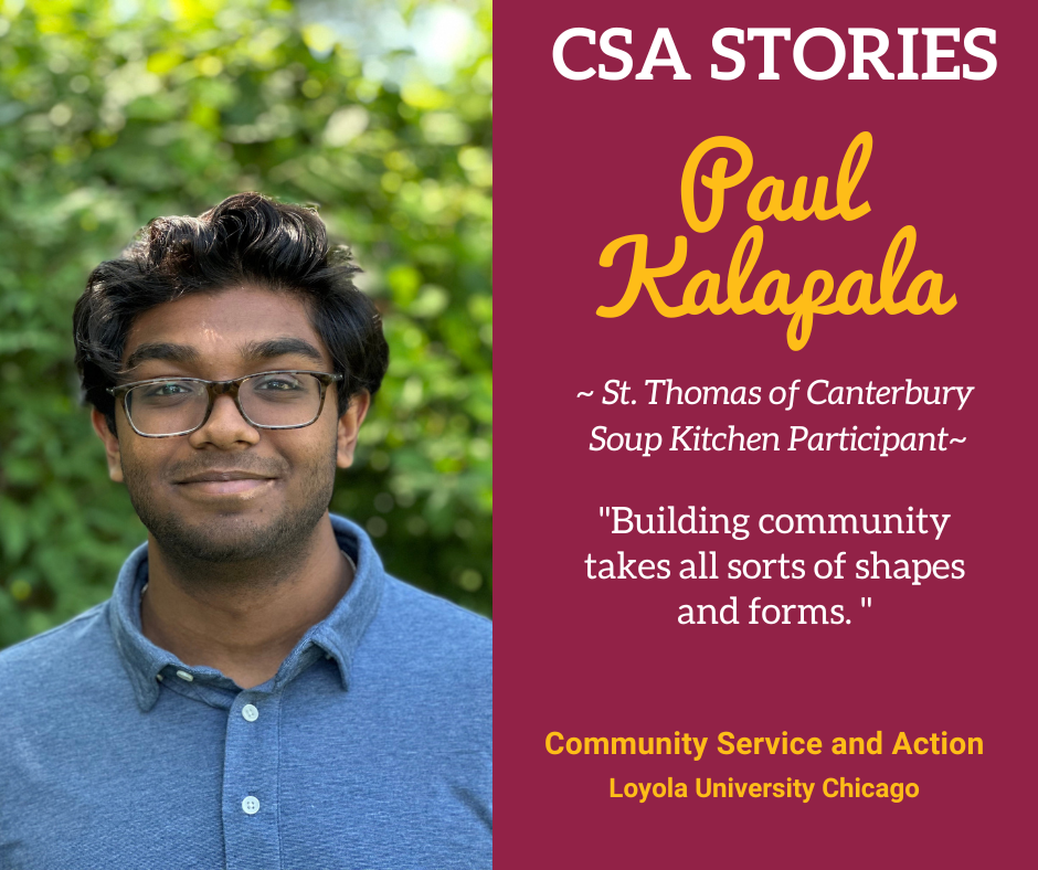 CSA Story Header for Paul Kalapala; headshot of Paul in nature on a maroon and gold background
